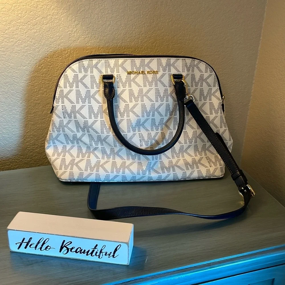Michael Kors Dome satchel white/navy - Picture 7 of 10